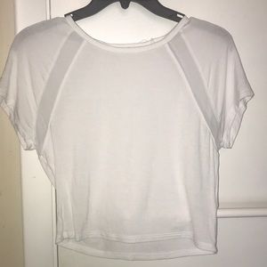 Short sleeve white t shirt with mesh cut outs